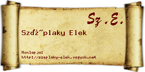 Széplaky Elek névjegykártya